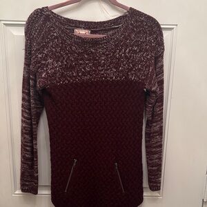 It's Our Time Burgundy Knit Sweater with Zipper Details
